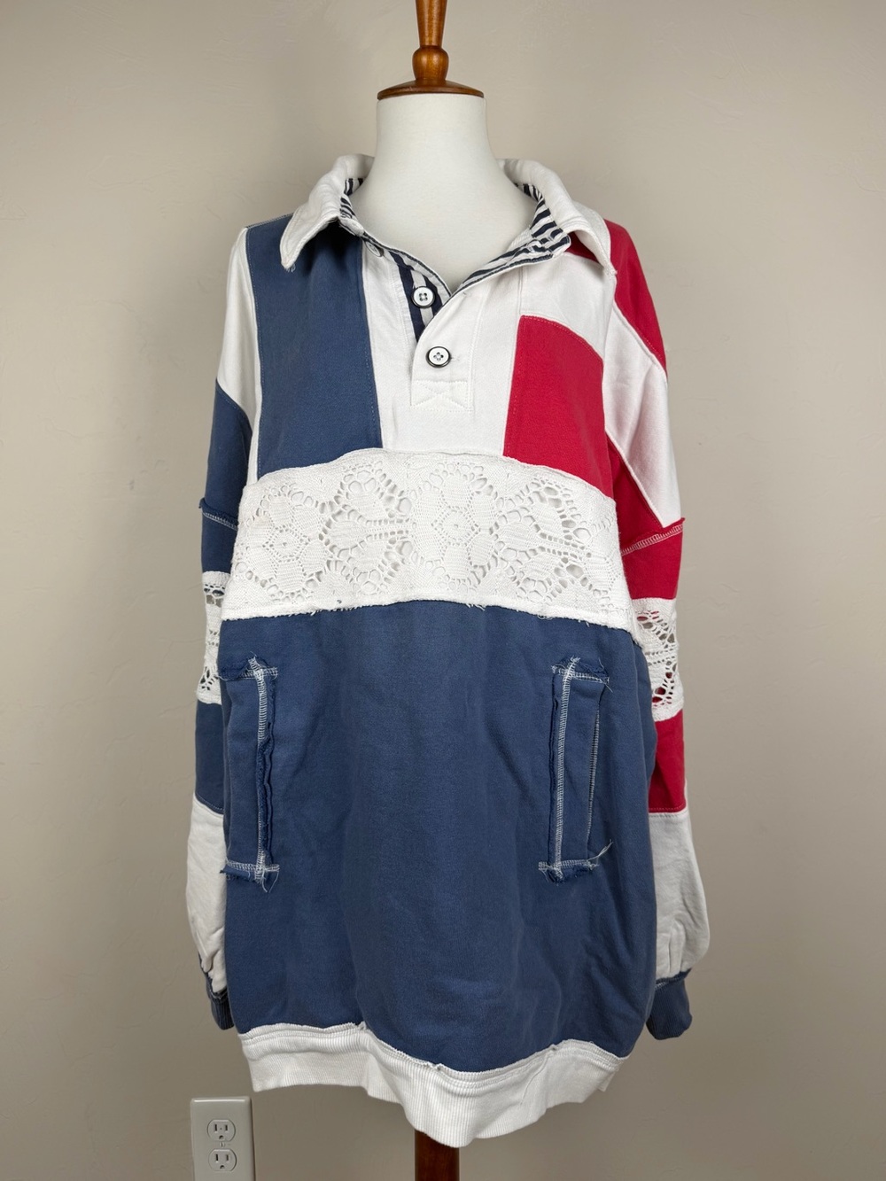 NWOT Free People We The Free American Dream Polo Pullover